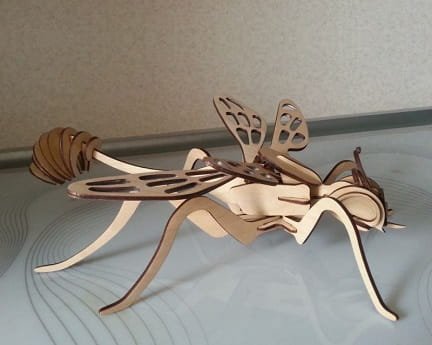 Laser Cut Wasp 3D Puzzle Wood Model