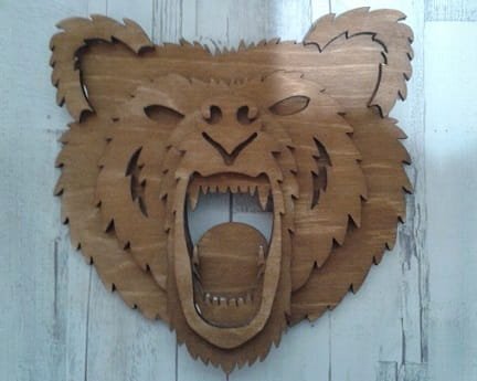 Laser Cut Roaring Bear Head 3D Wall Art Trophy