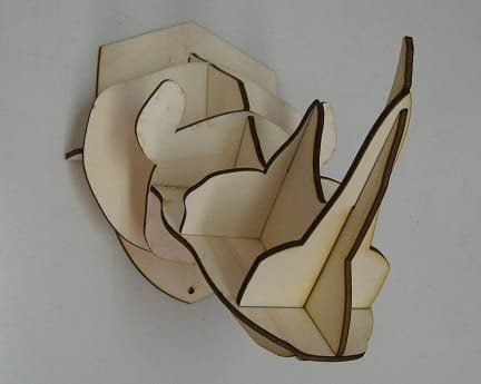 Laser Cut Rhino Head Trophy Wall Decor