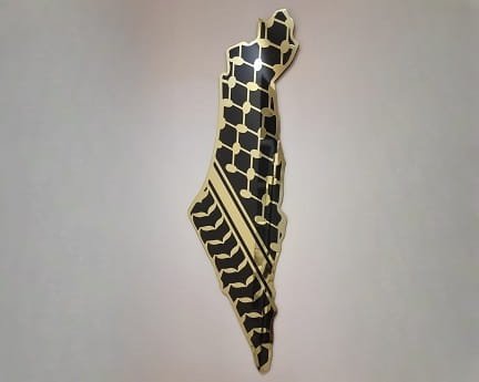 Laser Cut Palestinian Map With Hatta Kufiya Pattern