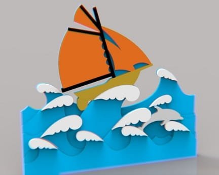 Laser Cut Sailboat Layered Art