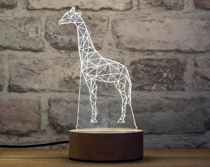 Laser Cut Giraffe Optical Illusion Night Light Lamp