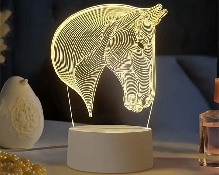 Laser Cut Horse Head 3D Creative Visualization Night Light Lamp