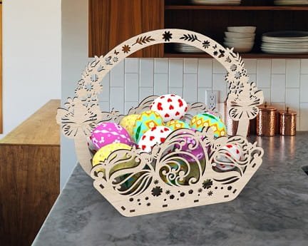 Laser Cut Decorative Easter Egg Gift Basket