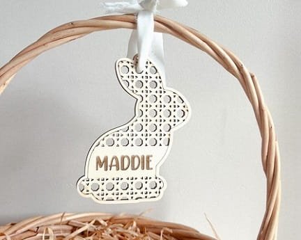 Laser Cut Easter Basket Bunny Name Tag