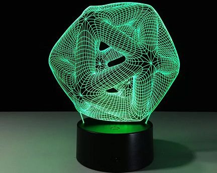 Laser Cut Icosahedron 3D Illusion Lamp Acrylic Night Light