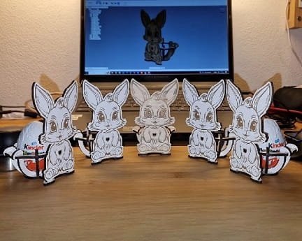 Laser Cut Easter Bunny With Egg Basket