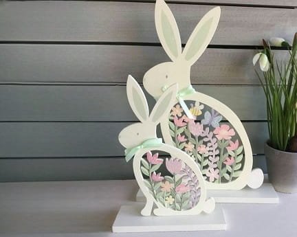 Laser Cut Easter Bunny With Floral Cutout Design