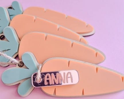 Laser Cut Easter Carrot Name Tag