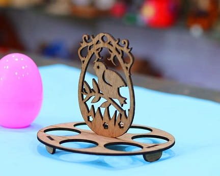Laser Cut Easter Egg Holder Round Tray Stand