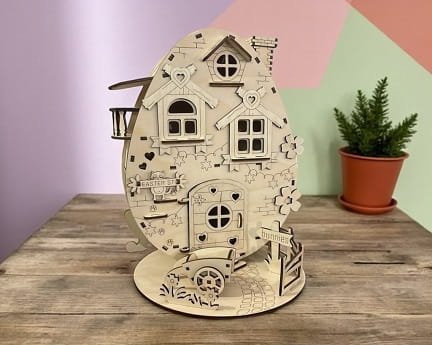 Laser Cut Easter Egg House Table Decor
