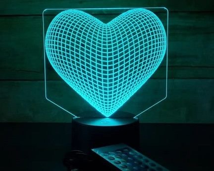 Laser Cut Love Heart 3D Illusion Table Lamp