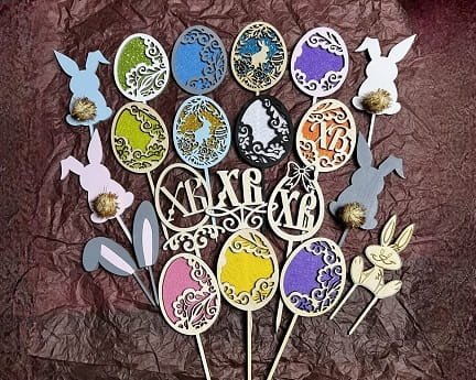 Laser Cut Easter Cupcake Toppers