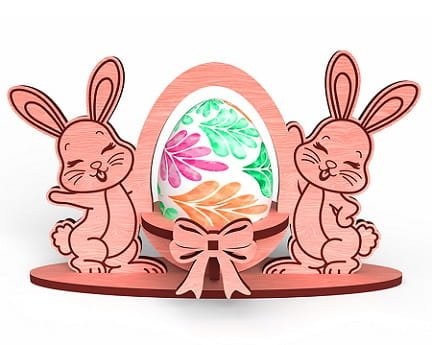 Laser Cut Easter Egg Holder Stand With Bunnies