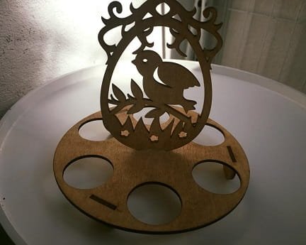 Laser Cut Easter Egg Holder Tray With Bird