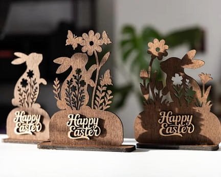 Laser Cut Floral Easter Bunny Rabbit Decor Stand