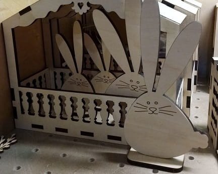 Laser Cut Standing Easter Bunny Decor