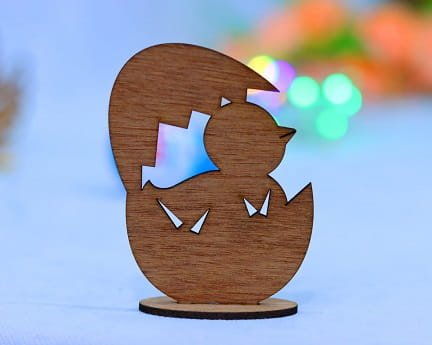 Laser Cut Chick In Easter Egg Decor