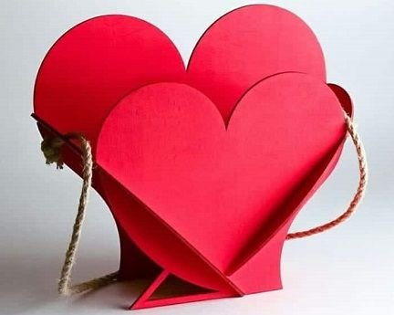Laser Cut Heart Shaped Wooden Flower Basket