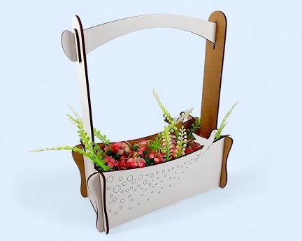 Laser Cut Flower Basket with Hummingbirds
