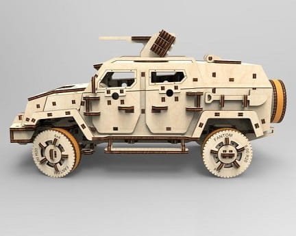 Laser Cut Armored Car Mechanical 3D Puzzle