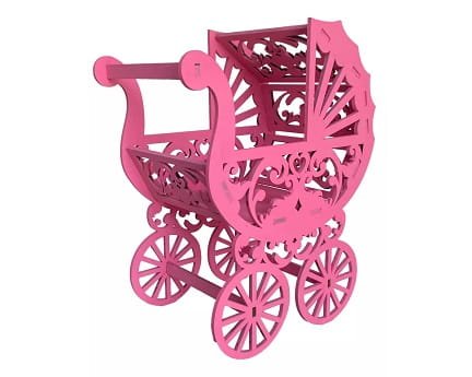 Laser Cut Baby Shower Carriage Centerpiece