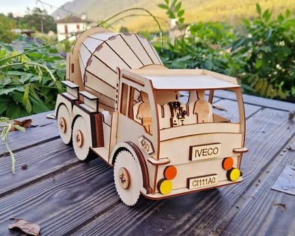 Laser Cut Cement Mixer Truck 3D Puzzle Wood Model