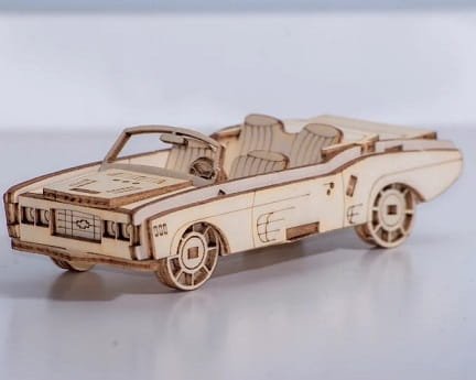Laser Cut Convertible Car 3D Wooden Model Puzzle Kit