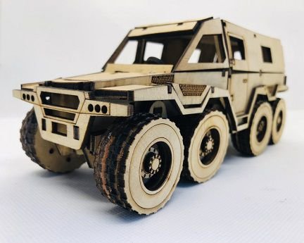 Laser Cut Armored Military Vehicle 3D Wood Model