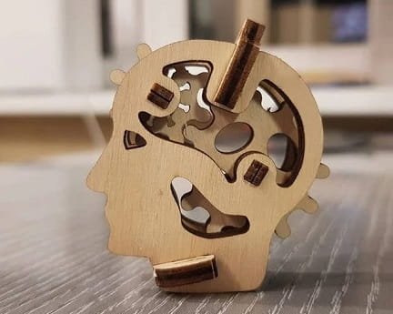 Laser Cut Human Head Mechanical Gear Puzzle Toy