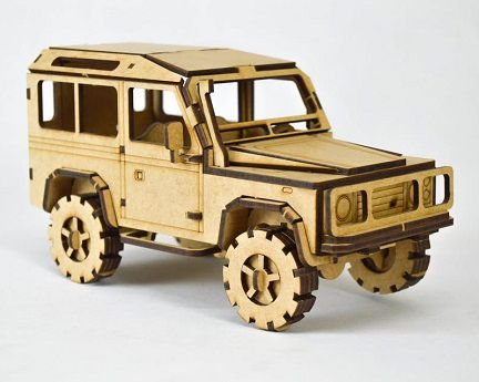 Laser Cut Land Rover Defender Jeep 3D Puzzle Wood Model