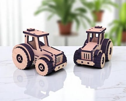 Laser Cut Mini Tractor 3D Puzzle