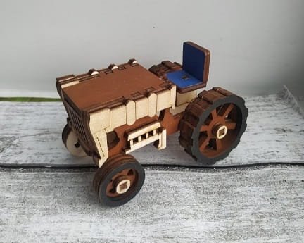 Laser Cut Miniature Tractor Toy 3D Puzzle Kit