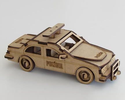 Laser Cut Police Car 3D Construction Kit