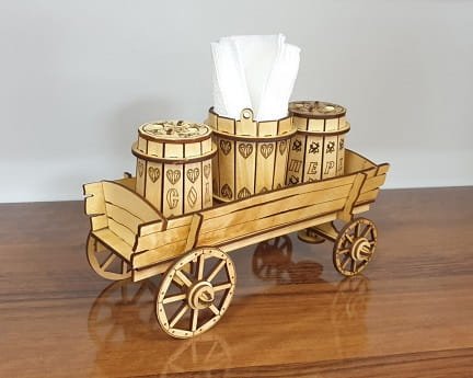 Laser Cut Salt Pepper and Tissue Holder for Table