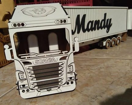 Laser Cut Scania Truck 3D Wood Model Puzzle Kit