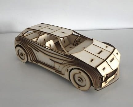 Laser Cut Volkswagen Golf Car 3D Woodcraft Construction Kit
