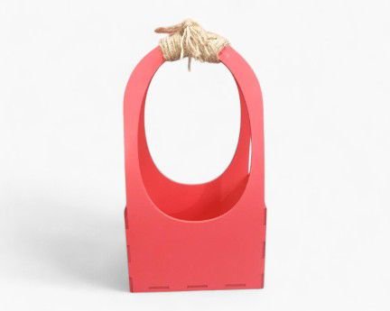 Laser Cut Wooden Flower Basket with Handle