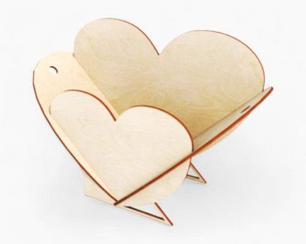 Laser Cut Heart Shape Flower Basket for Home Decor