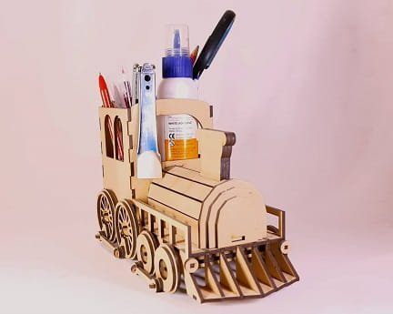 Laser Cut Steam Locomotive Desk Organizer