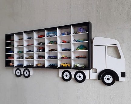 Laser Cut Wall Mounted Hot Wheels Storage Truck Shelf
