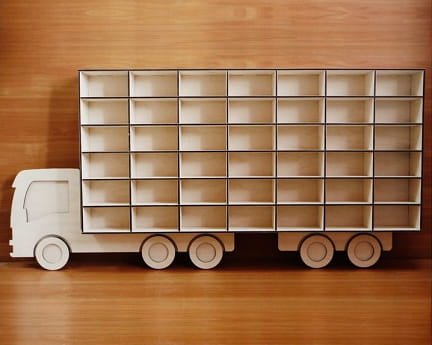 Laser Cut Wooden Truck Toy Car Display Shelf