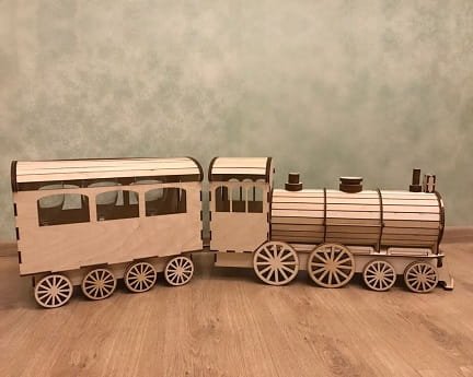 Laser Cut Wooden Toy Train 3D Puzzle Kit