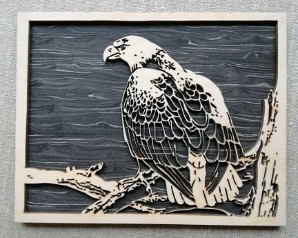 Laser Cut Eagle 3D Layered  Wood Wall Art