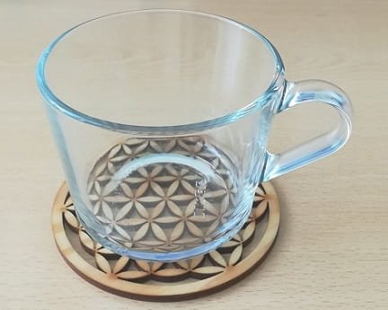 Laser Cut Flower of Life Wooden Coaster