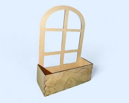 Laser Cut Wooden Window Flower Basket