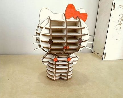 Laser Cut Hello Kitty 3D Wooden Puzzle