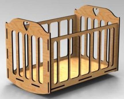 Laser Cut Miniature Rocking Cradle Crib