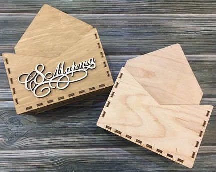 Laser Cut Wooden Envelope Flower Gift Box