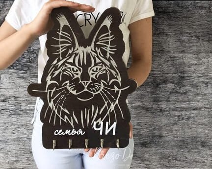Laser Cut Maine Coon Cat Key Rack Cloth Hanger Hooks